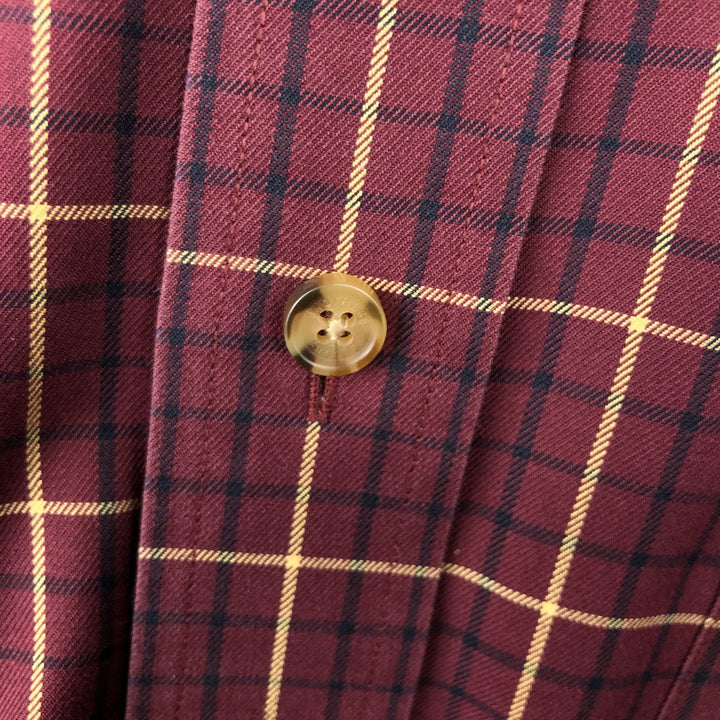 Brooks Brothers Est.1818 Long Sleeve Button-Down Check Shirt, Men's Size M cotton burgundy type Vintage Second Hand
