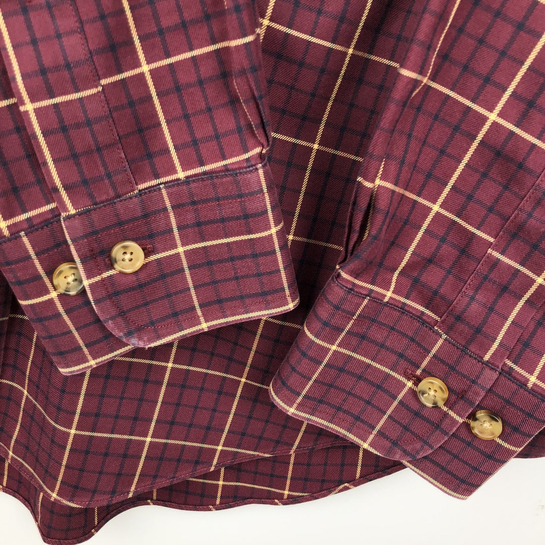 Brooks Brothers Est.1818 Long Sleeve Button-Down Check Shirt, Men's Size M cotton burgundy type Vintage Second Hand