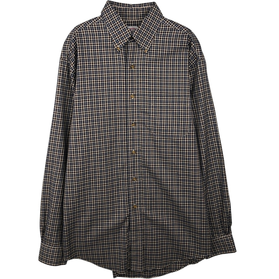 Brooks Brothers Est.1818 Long Sleeve Button-Down Check Shirt, Men's Size M Supima Cotton brown type Vintage Second Hand