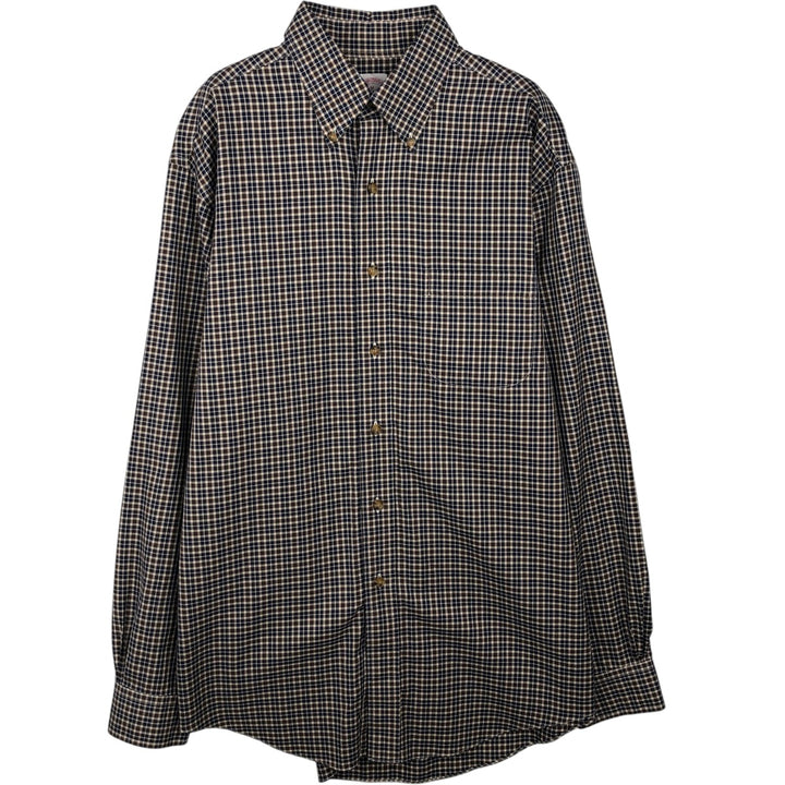 Brooks Brothers Est.1818 Long Sleeve Button-Down Check Shirt, Men's Size M Supima Cotton brown type Vintage Second Hand