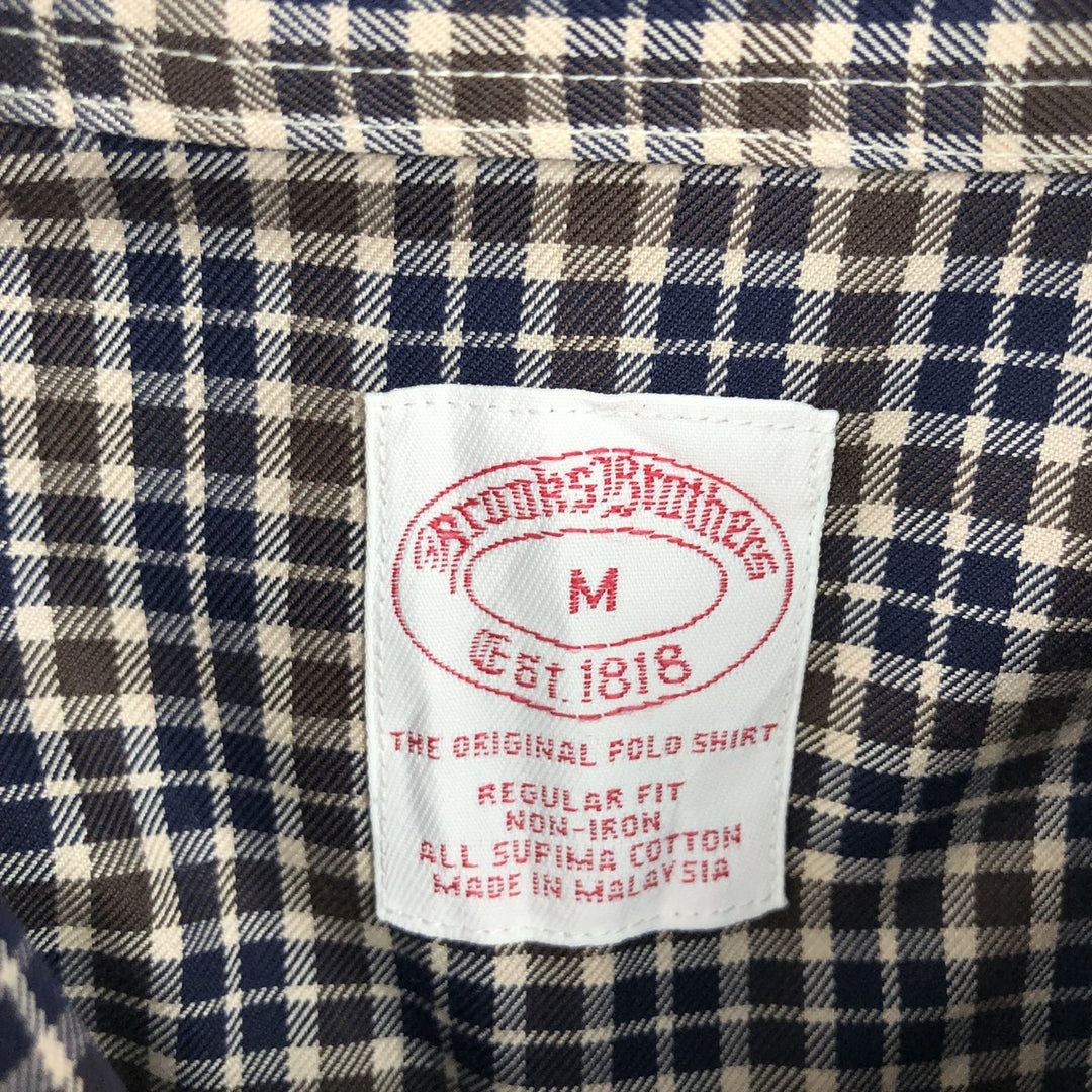 Brooks Brothers Est.1818 Long Sleeve Button-Down Check Shirt, Men's Size M Supima Cotton brown type Vintage Second Hand