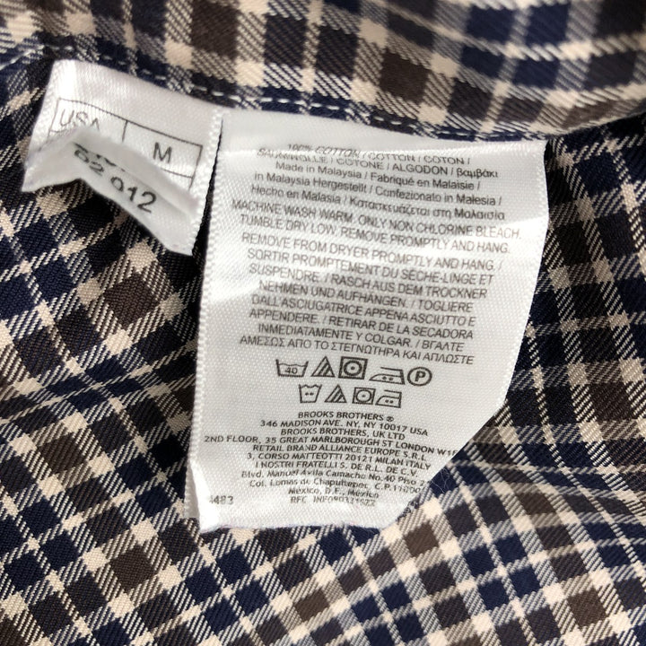 Brooks Brothers Est.1818 Long Sleeve Button-Down Check Shirt, Men's Size M Supima Cotton brown type Vintage Second Hand