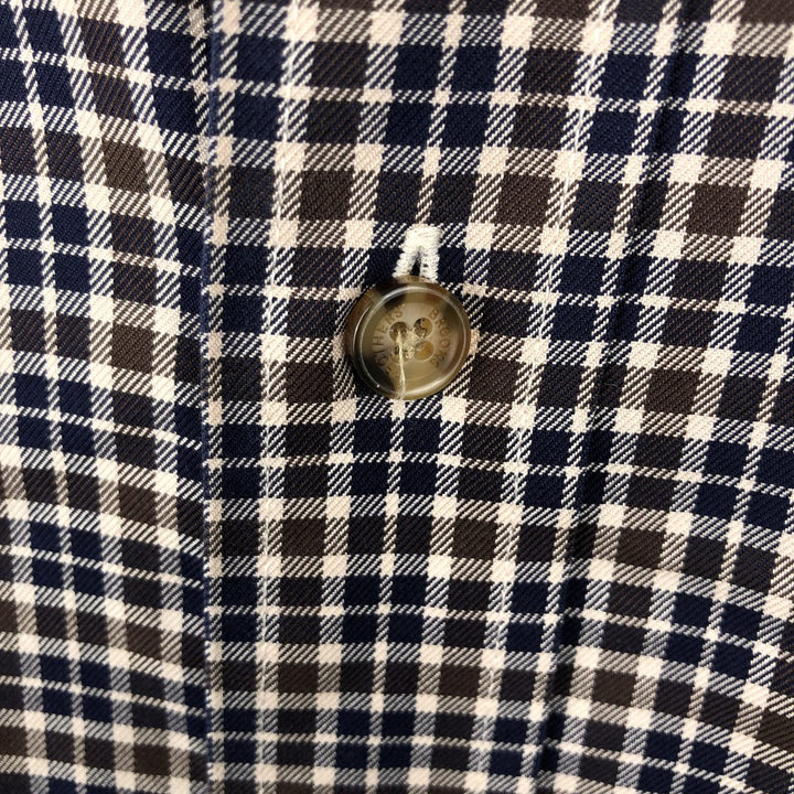 Brooks Brothers Est.1818 Long Sleeve Button-Down Check Shirt, Men's Size M Supima Cotton brown type Vintage Second Hand