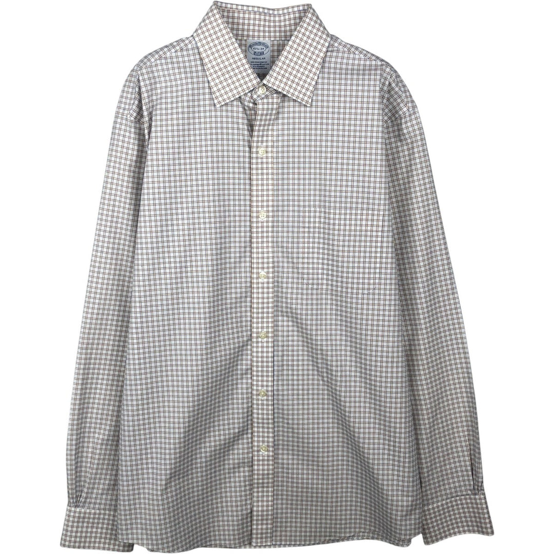 Brooks Brothers Est.1818 REGUAR Check Pattern Dress Shirt, Men's Size M (approx.) Supima Cotton yellow type Vintage Second Hand