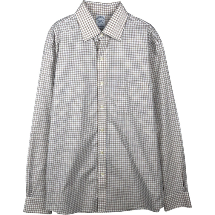 Brooks Brothers Est.1818 REGUAR Check Pattern Dress Shirt, Men's Size M (approx.) Supima Cotton yellow type Vintage Second Hand