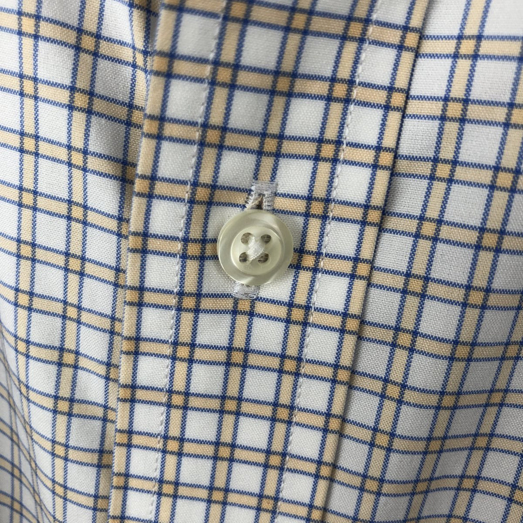 Brooks Brothers Est.1818 REGUAR Check Pattern Dress Shirt, Men's Size M (approx.) Supima Cotton yellow type Vintage Second Hand