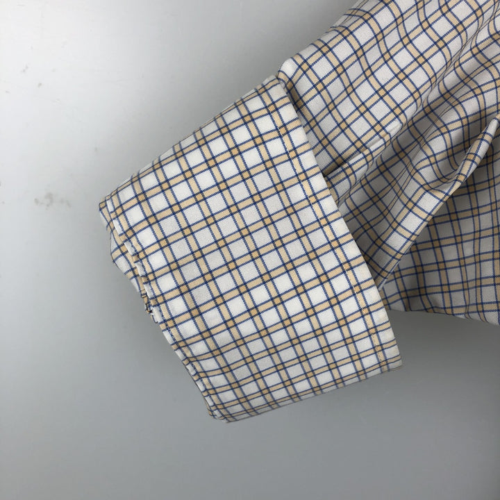 Brooks Brothers Est.1818 REGUAR Check Pattern Dress Shirt, Men's Size M (approx.) Supima Cotton yellow type Vintage Second Hand