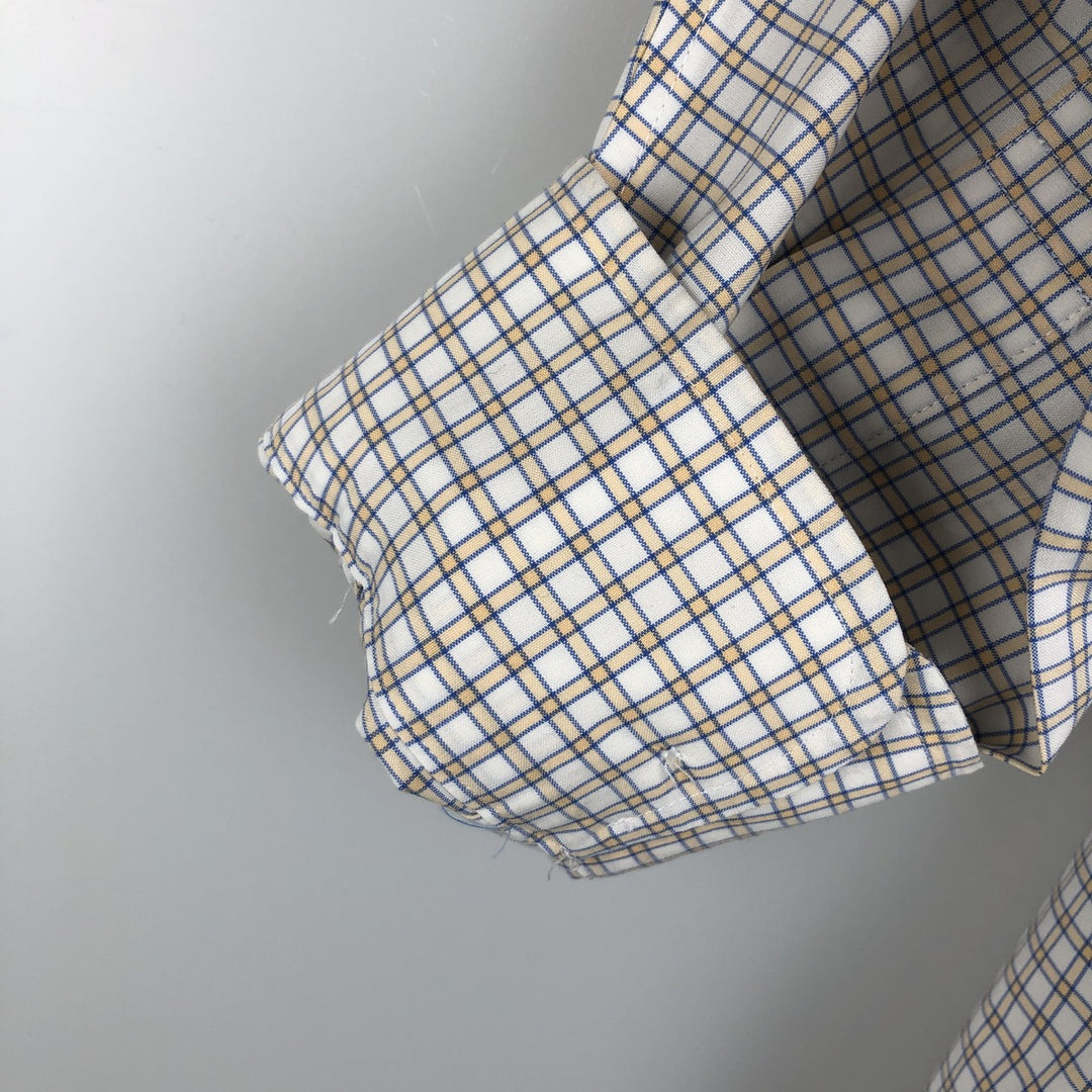 Brooks Brothers Est.1818 REGUAR Check Pattern Dress Shirt, Men's Size M (approx.) Supima Cotton yellow type Vintage Second Hand