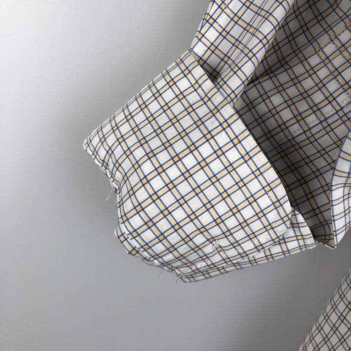 Brooks Brothers Est.1818 REGUAR Check Pattern Dress Shirt, Men's Size M (approx.) Supima Cotton yellow type Vintage Second Hand