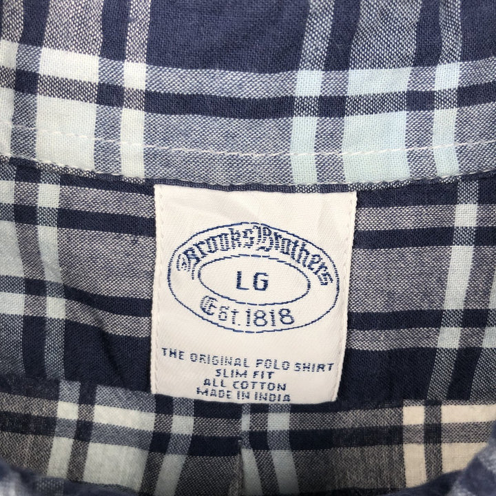 Brooks Brothers 1818 Long Sleeve Button-Down Check Shirt, Men's Size L cotton blue type Vintage Second Hand