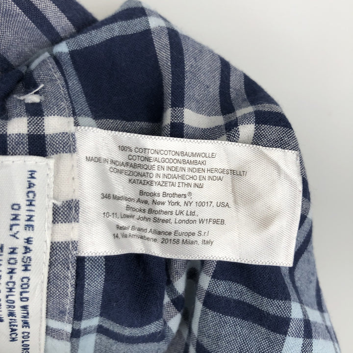 Brooks Brothers 1818 Long Sleeve Button-Down Check Shirt, Men's Size L cotton blue type Vintage Second Hand