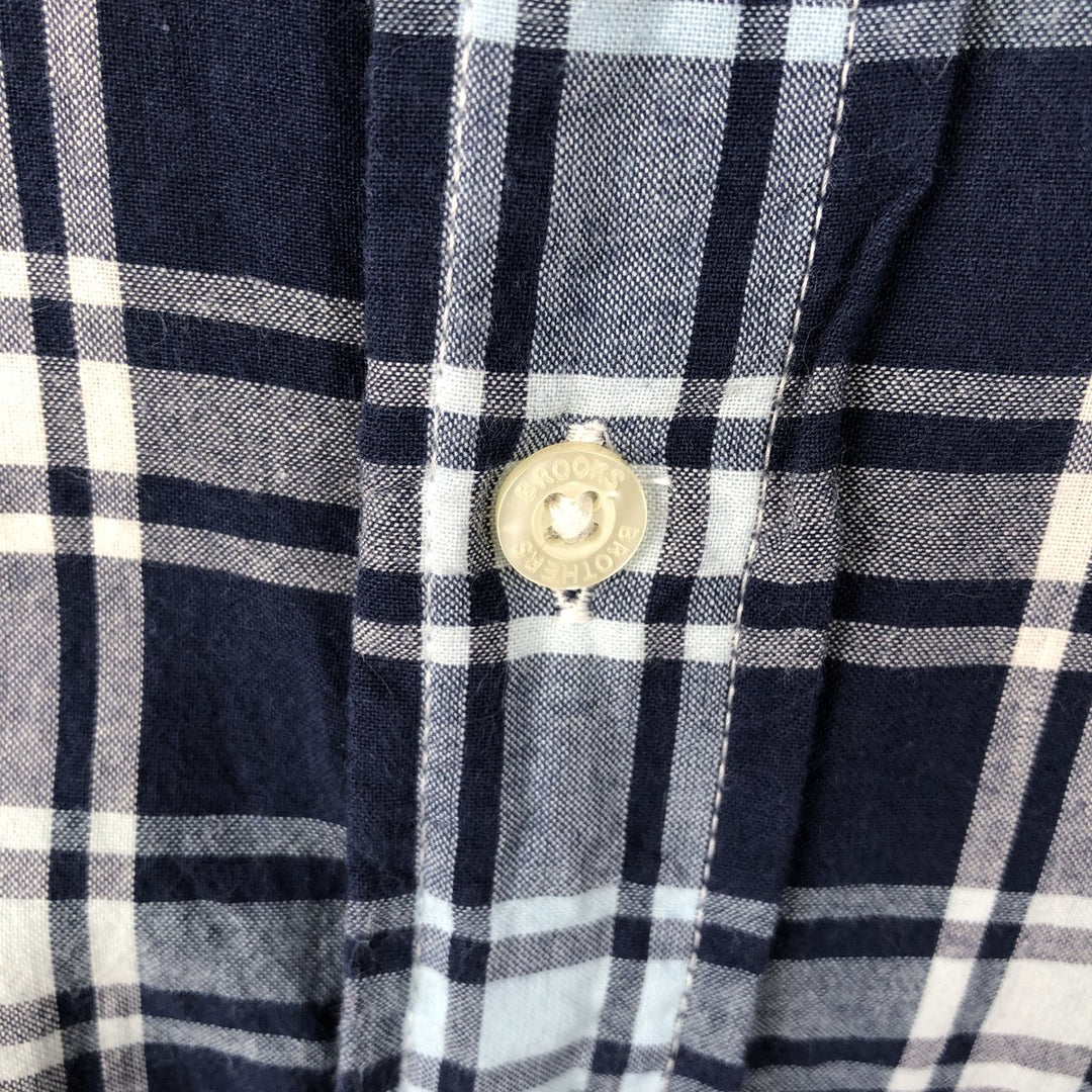 Brooks Brothers 1818 Long Sleeve Button-Down Check Shirt, Men's Size L cotton blue type Vintage Second Hand