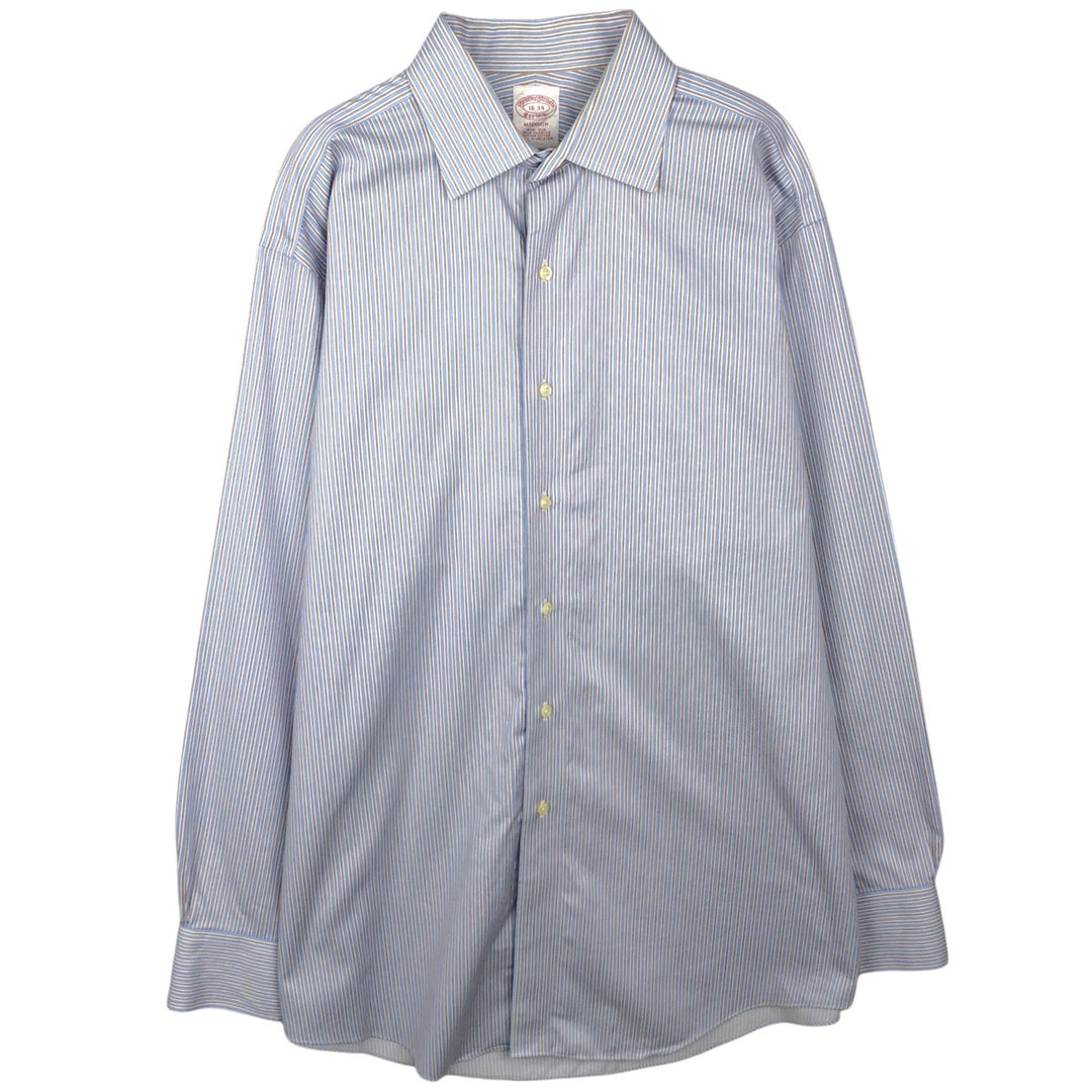 Brooks Brothers Est.1818 MADISON Long-Sleeve Cotton Stripe Shirt, Men's Size L (approx.) Supima Cotton white type Vintage Second Hand