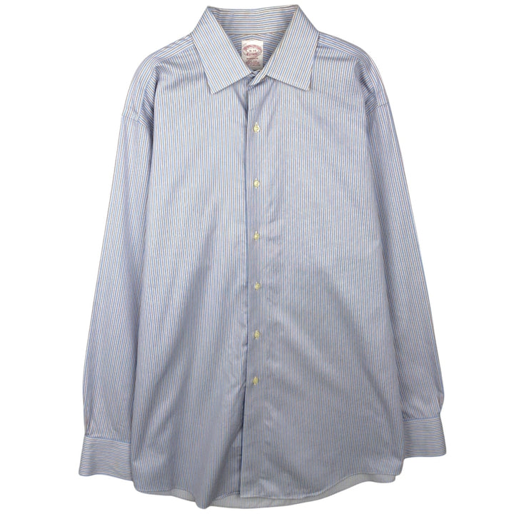 Brooks Brothers Est.1818 MADISON Long-Sleeve Cotton Stripe Shirt, Men's Size L (approx.) Supima Cotton white type Vintage Second Hand