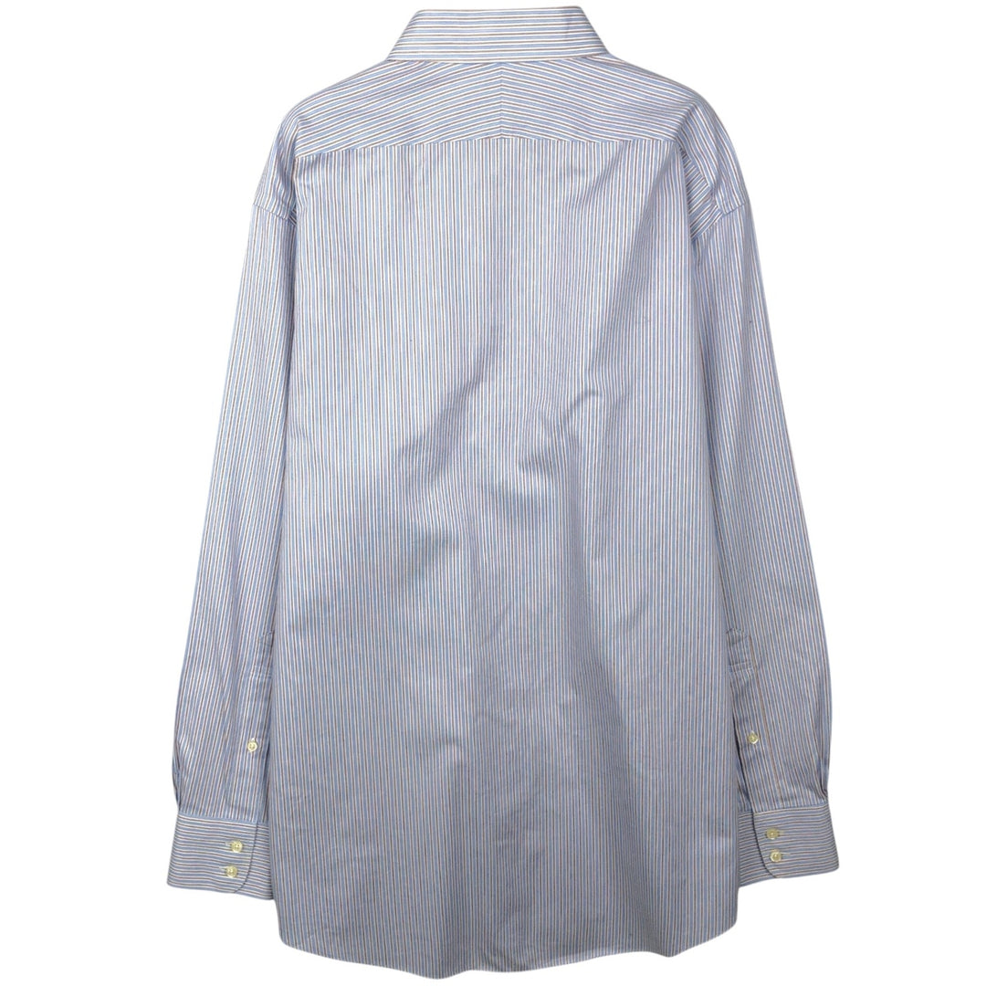 Brooks Brothers Est.1818 MADISON Long-Sleeve Cotton Stripe Shirt, Men's Size L (approx.) Supima Cotton white type Vintage Second Hand