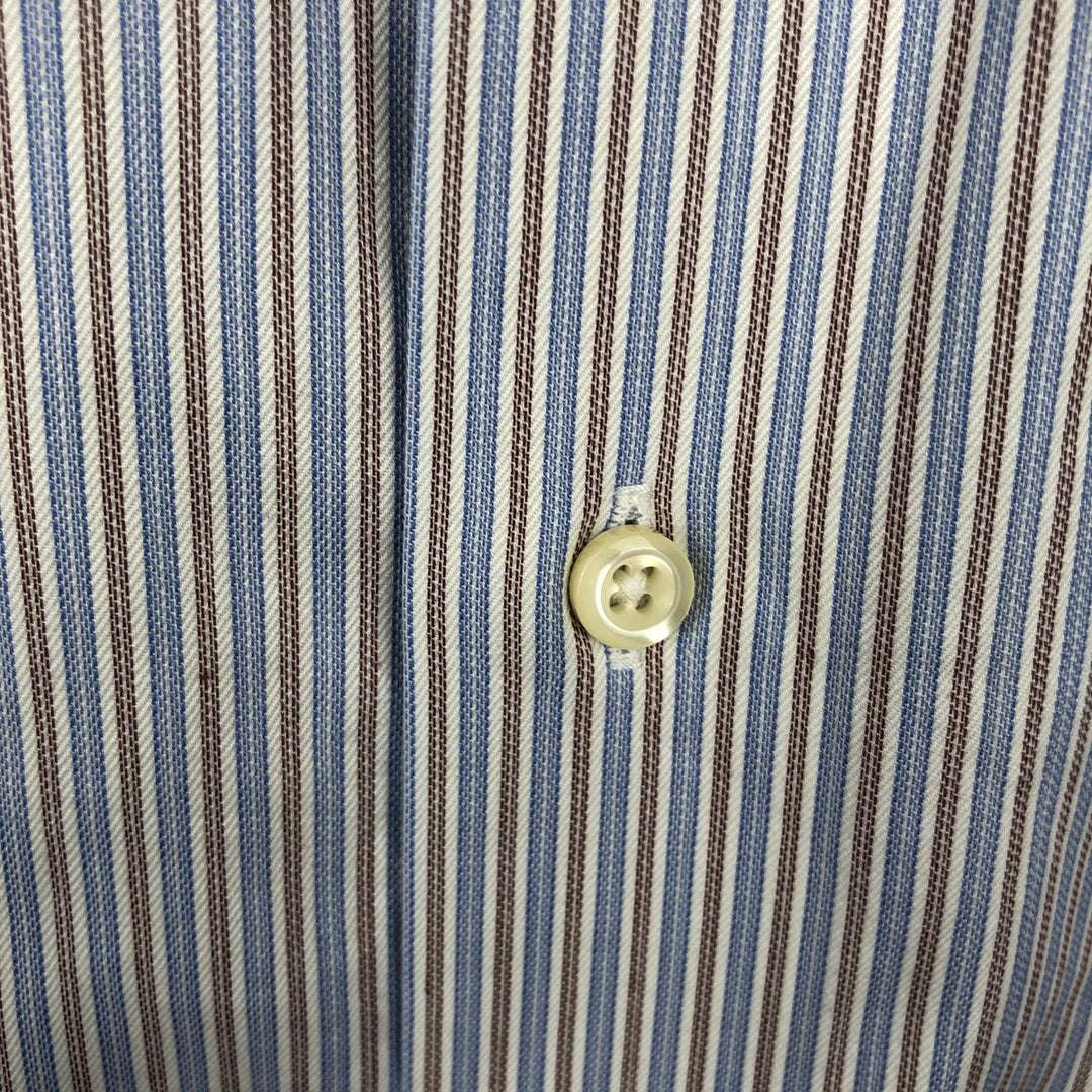 Brooks Brothers Est.1818 MADISON Long-Sleeve Cotton Stripe Shirt, Men's Size L (approx.) Supima Cotton white type Vintage Second Hand