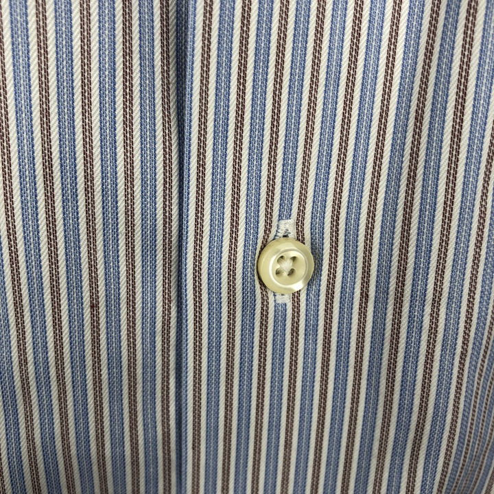 Brooks Brothers Est.1818 MADISON Long-Sleeve Cotton Stripe Shirt, Men's Size L (approx.) Supima Cotton white type Vintage Second Hand