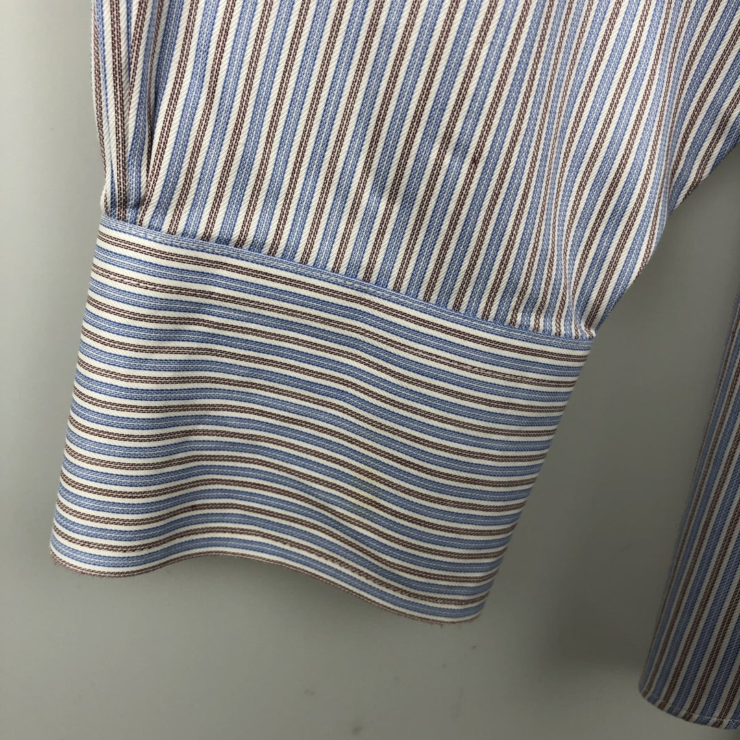 Brooks Brothers Est.1818 MADISON Long-Sleeve Cotton Stripe Shirt, Men's Size L (approx.) Supima Cotton white type Vintage Second Hand