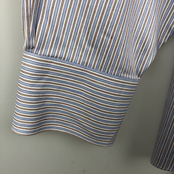 Brooks Brothers Est.1818 MADISON Long-Sleeve Cotton Stripe Shirt, Men's Size L (approx.) Supima Cotton white type Vintage Second Hand