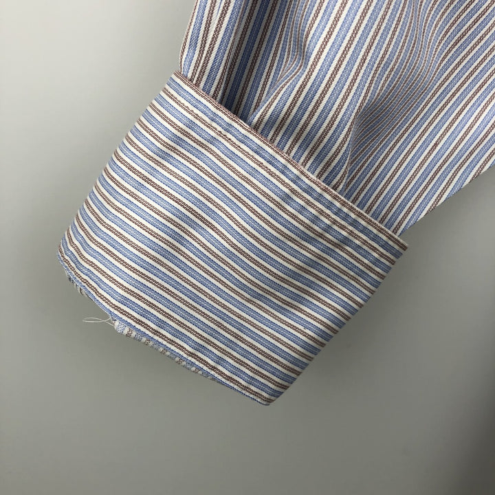 Brooks Brothers Est.1818 MADISON Long-Sleeve Cotton Stripe Shirt, Men's Size L (approx.) Supima Cotton white type Vintage Second Hand