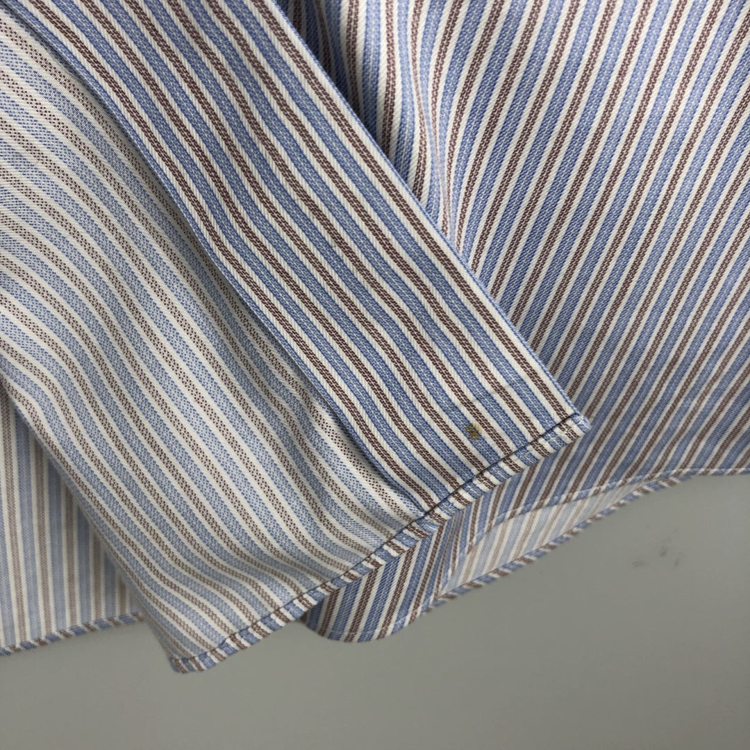 Brooks Brothers Est.1818 MADISON Long-Sleeve Cotton Stripe Shirt, Men's Size L (approx.) Supima Cotton white type Vintage Second Hand
