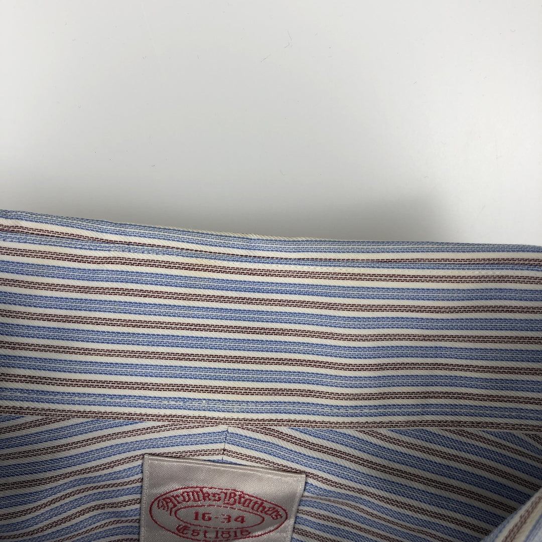 Brooks Brothers Est.1818 MADISON Long-Sleeve Cotton Stripe Shirt, Men's Size L (approx.) Supima Cotton white type Vintage Second Hand