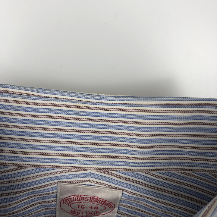 Brooks Brothers Est.1818 MADISON Long-Sleeve Cotton Stripe Shirt, Men's Size L (approx.) Supima Cotton white type Vintage Second Hand