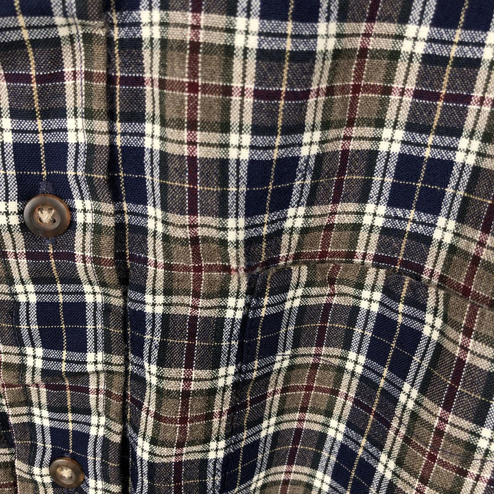 90s-00'S Pendleton Tartan Check Long-Sleeve Button-Down Check Shirt, Men's XL (approx.), Vintage wool Beige type Vintage Second Hand