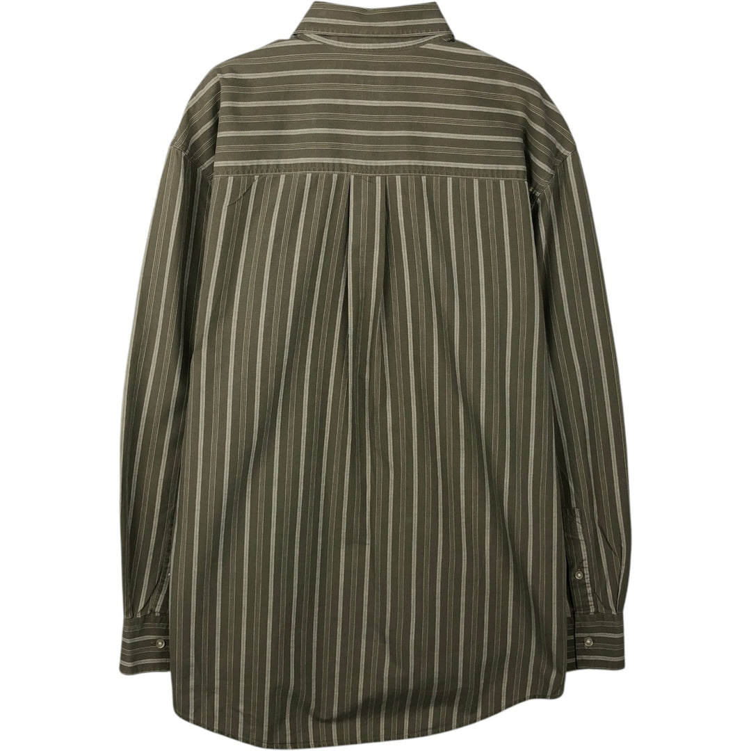 90s-00'S Timberland Long-Sleeve Cotton Stripe Shirt, Men's Size S (Equivalent), Vintage cotton Khaki type Vintage Second Hand