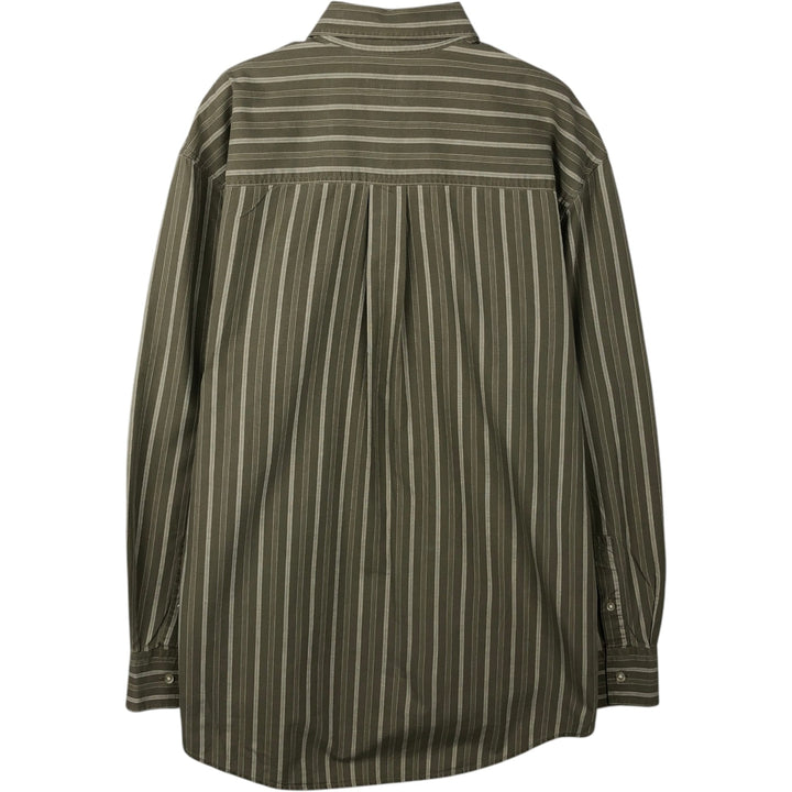 90s-00'S Timberland Long-Sleeve Cotton Stripe Shirt, Men's Size S (Equivalent), Vintage cotton Khaki type Vintage Second Hand