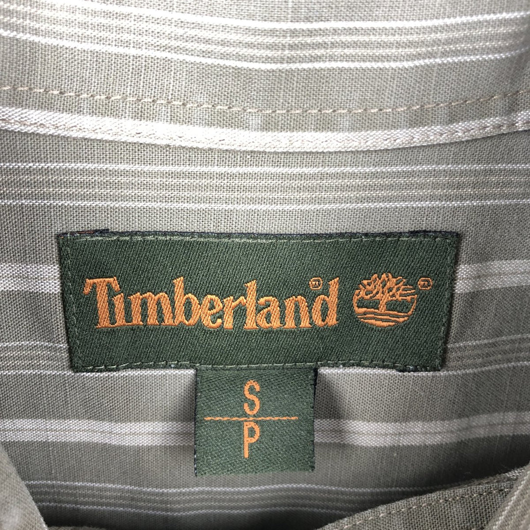 90s-00'S Timberland Long-Sleeve Cotton Stripe Shirt, Men's Size S (Equivalent), Vintage cotton Khaki type Vintage Second Hand