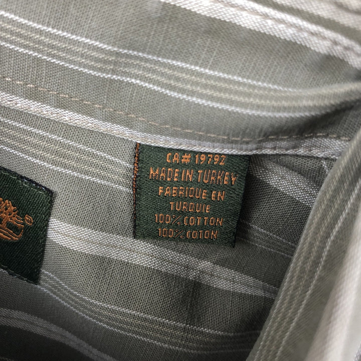 90s-00'S Timberland Long-Sleeve Cotton Stripe Shirt, Men's Size S (Equivalent), Vintage cotton Khaki type Vintage Second Hand