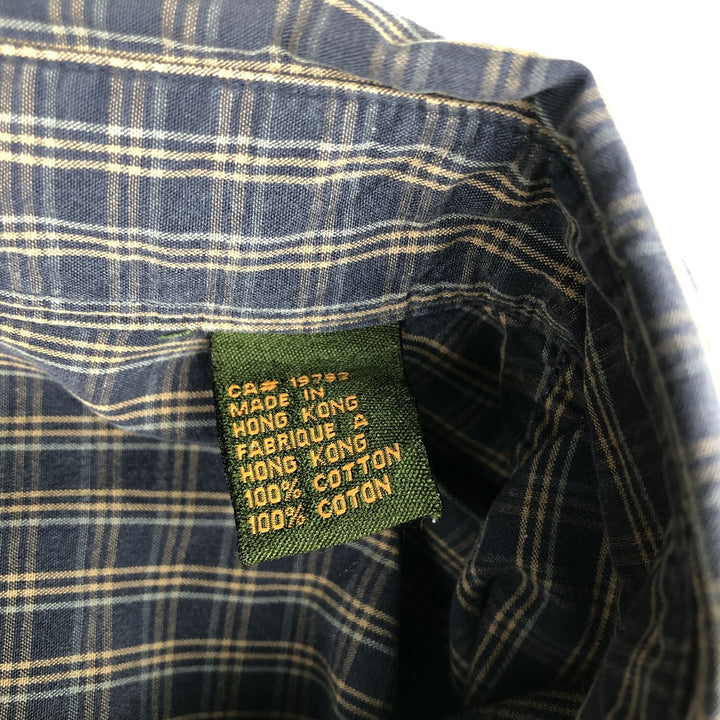90s-00'S Timberland Long-Sleeve Cotton Check Shirt, Men's Size L (Equivalent), Vintage cotton navy blue type Vintage Second Hand