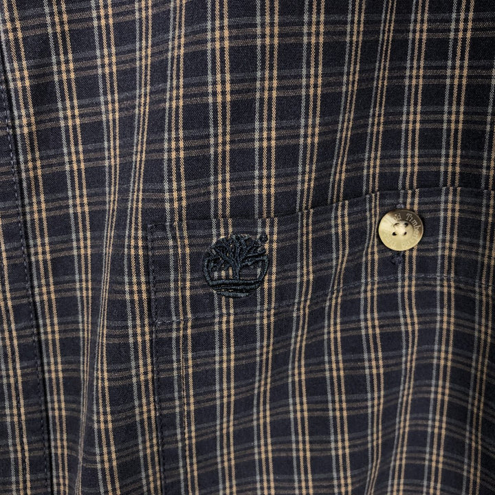 90s-00'S Timberland Long-Sleeve Cotton Check Shirt, Men's Size L (Equivalent), Vintage cotton navy blue type Vintage Second Hand