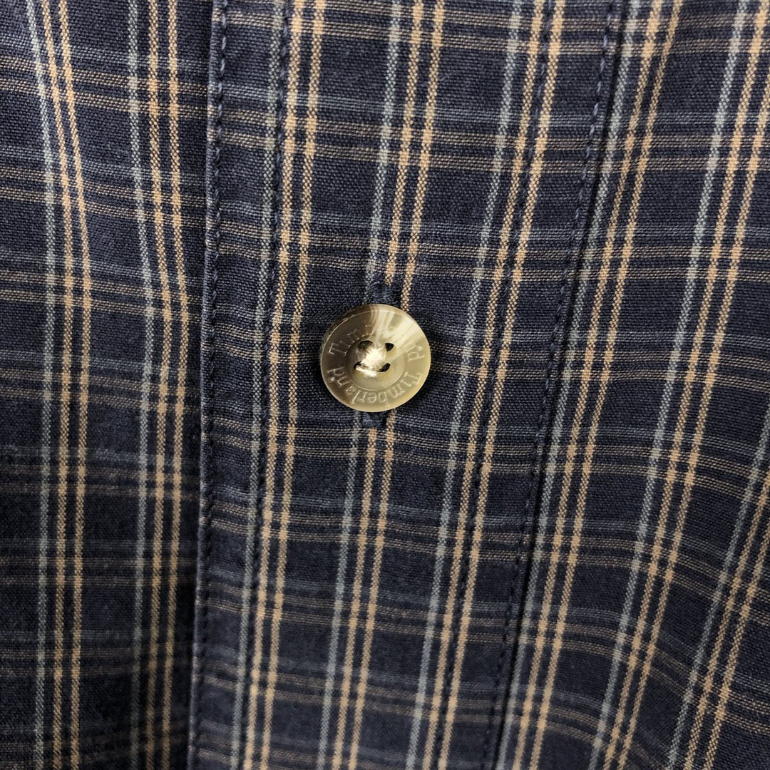 90s-00'S Timberland Long-Sleeve Cotton Check Shirt, Men's Size L (Equivalent), Vintage cotton navy blue type Vintage Second Hand
