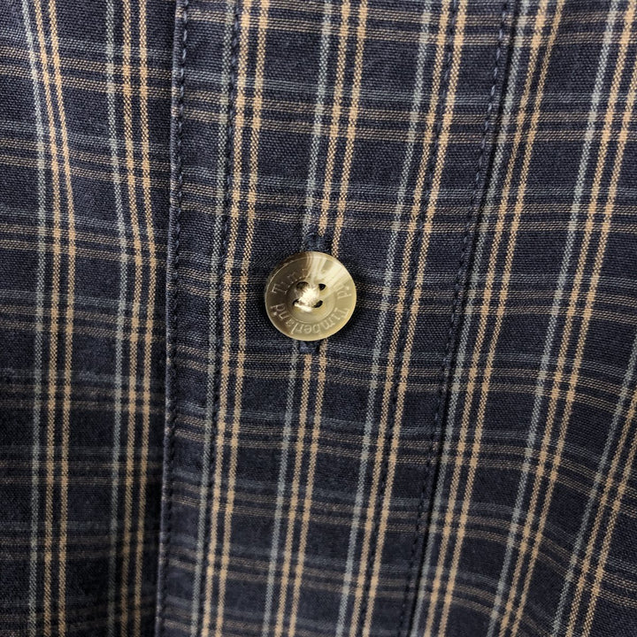 90s-00'S Timberland Long-Sleeve Cotton Check Shirt, Men's Size L (Equivalent), Vintage cotton navy blue type Vintage Second Hand