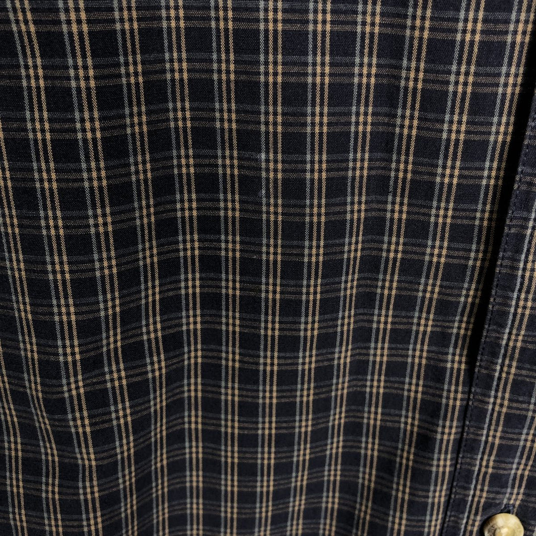 90s-00'S Timberland Long-Sleeve Cotton Check Shirt, Men's Size L (Equivalent), Vintage cotton navy blue type Vintage Second Hand