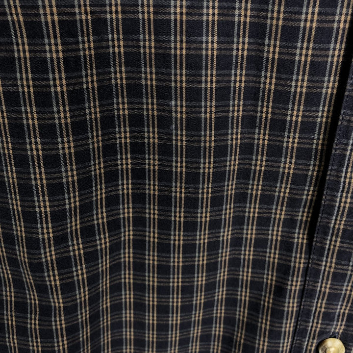 90s-00'S Timberland Long-Sleeve Cotton Check Shirt, Men's Size L (Equivalent), Vintage cotton navy blue type Vintage Second Hand