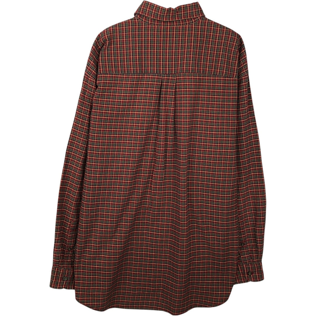 2000'S LLBean Long-Sleeve Button-Down Check Shirt, Men's Size L (approx.) cotton red type Vintage Second Hand