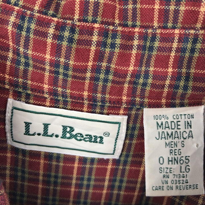 2000'S LLBean Long-Sleeve Button-Down Check Shirt, Men's Size L (approx.) cotton red type Vintage Second Hand