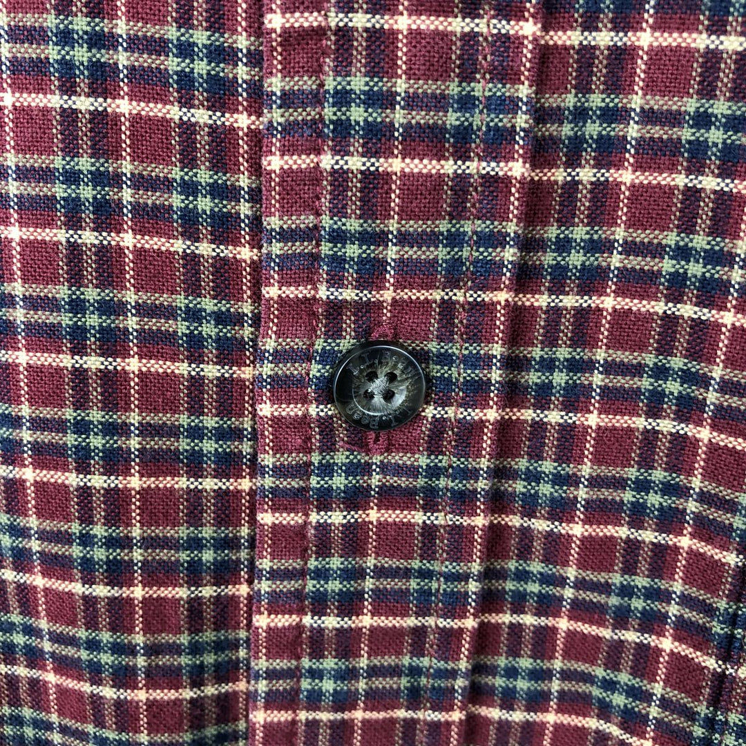 2000'S LLBean Long-Sleeve Button-Down Check Shirt, Men's Size L (approx.) cotton red type Vintage Second Hand