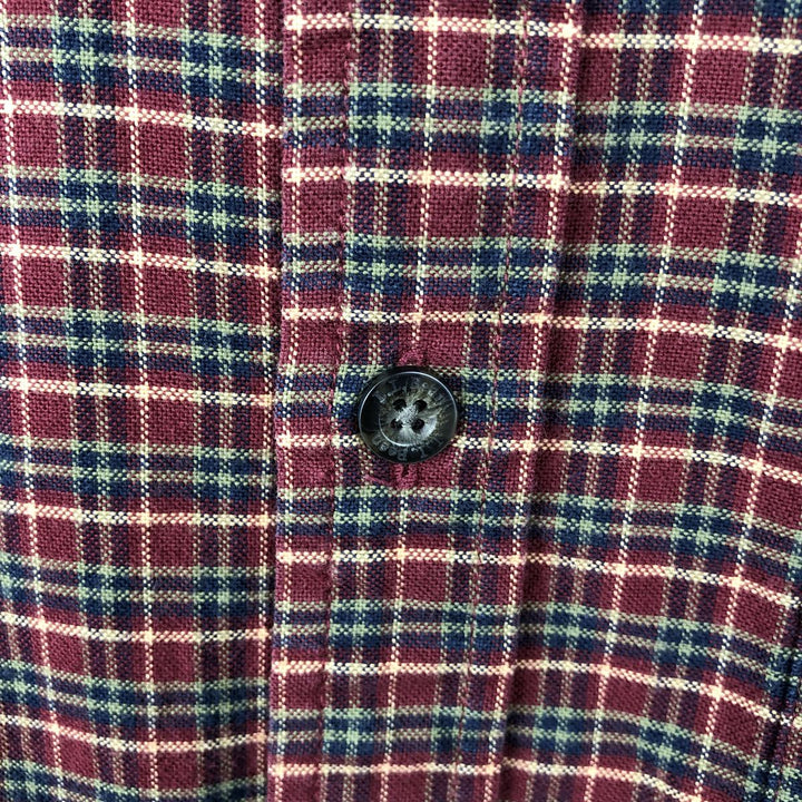2000'S LLBean Long-Sleeve Button-Down Check Shirt, Men's Size L (approx.) cotton red type Vintage Second Hand
