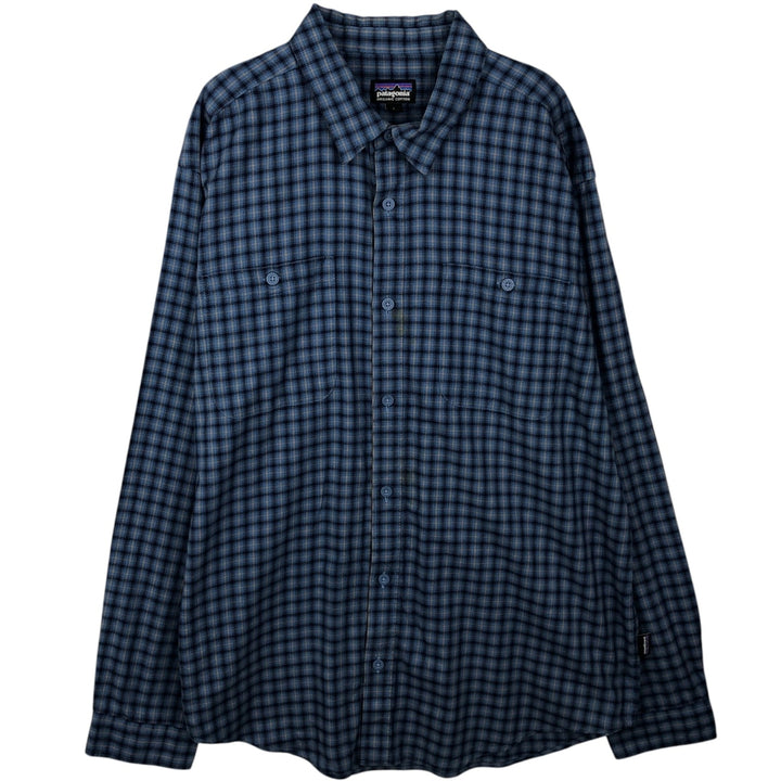 Patagonia Organic Cotton 53837FA19 Long-Sleeve Cotton Check Shirt, Men's Size L (approx.) Organic cotton blue type Vintage Second Hand