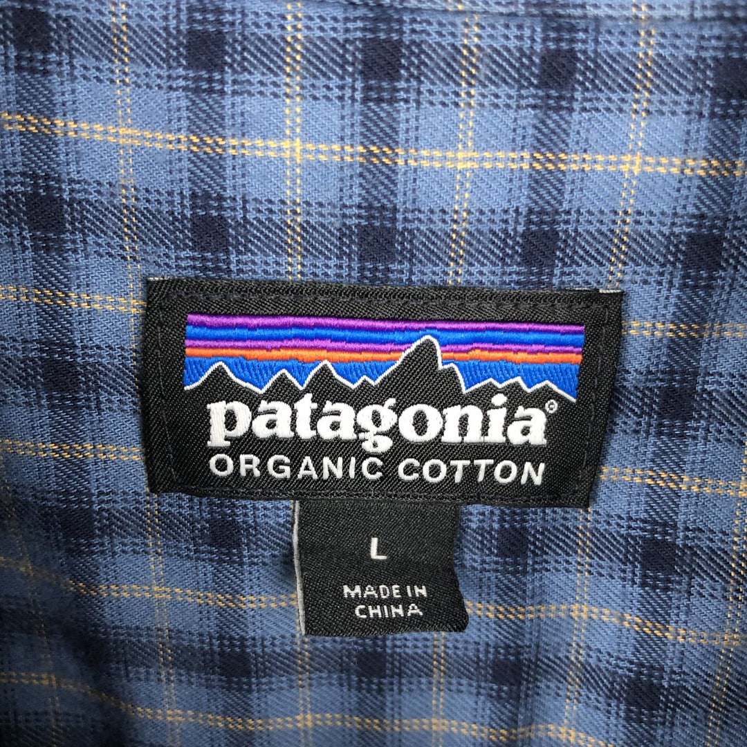 Patagonia Organic Cotton 53837FA19 Long-Sleeve Cotton Check Shirt, Men's Size L (approx.) Organic cotton blue type Vintage Second Hand