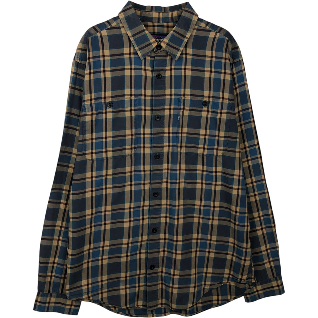 Patagonia Organic Cotton Long Sleeve Cotton Check Shirt, Men's Size Medium, 53837FA15 Organic cotton blue type Vintage Second Hand