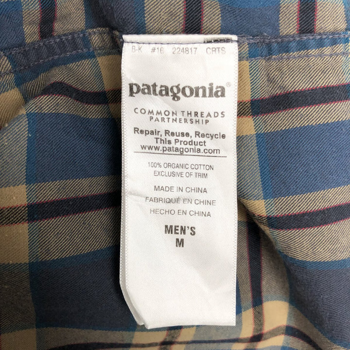 Patagonia Organic Cotton Long Sleeve Cotton Check Shirt, Men's Size Medium, 53837FA15 Organic cotton blue type Vintage Second Hand