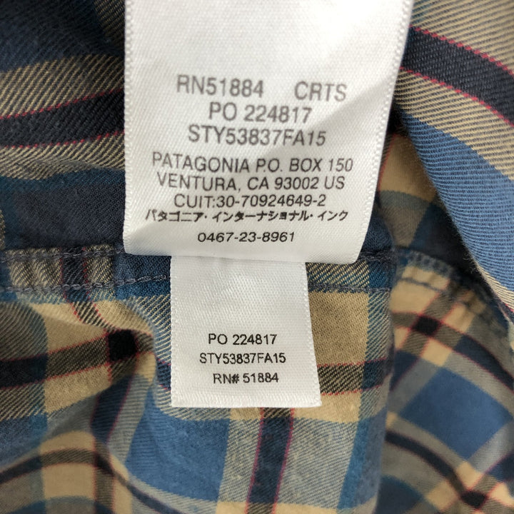 Patagonia Organic Cotton Long Sleeve Cotton Check Shirt, Men's Size Medium, 53837FA15 Organic cotton blue type Vintage Second Hand
