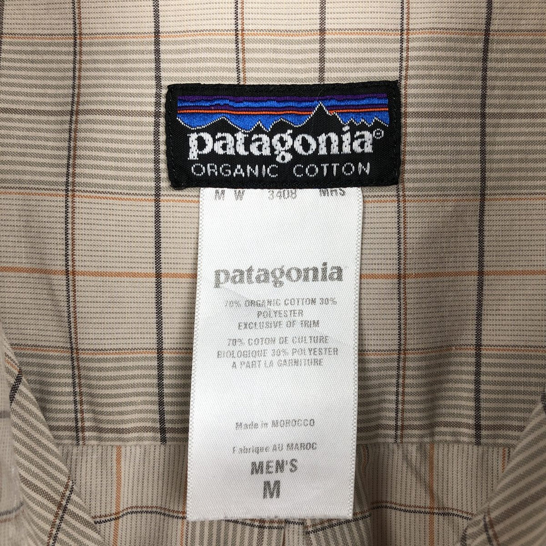 2000'S Patagonia Organic Cotton Long-Sleeve Cotton Check Shirt (54845F8) - Men's Size M (approx.) Organic cotton Beige type Vintage Second Hand