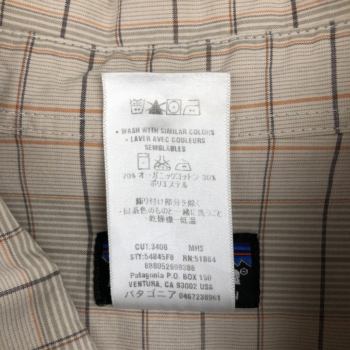 2000'S Patagonia Organic Cotton Long-Sleeve Cotton Check Shirt (54845F8) - Men's Size M (approx.) Organic cotton Beige type Vintage Second Hand