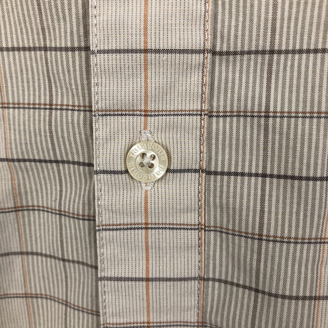 2000'S Patagonia Organic Cotton Long-Sleeve Cotton Check Shirt (54845F8) - Men's Size M (approx.) Organic cotton Beige type Vintage Second Hand